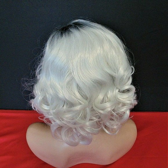 New Short Black & White Ombre Curly Wig main image 11